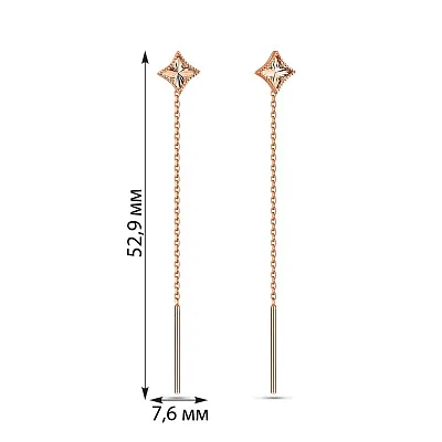Сережки-протяжки из красного золота (арт. 109436а)