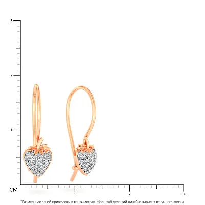 Дитячі золоті сережки «Полуниця» з фіанітами (арт. 110489)
