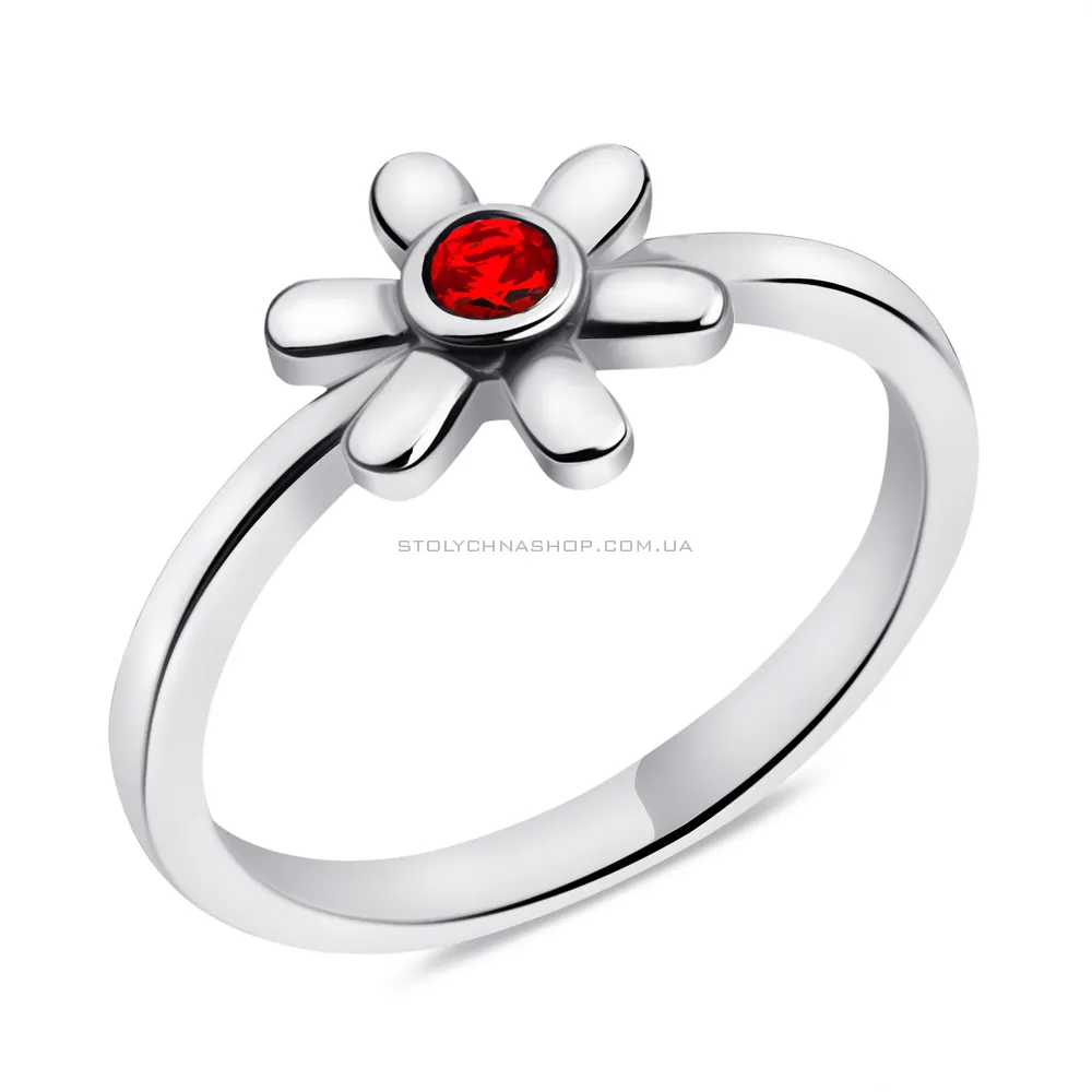 Серебряное кольцо Цветок с фианитом (арт. 7501/4400цк) - цена