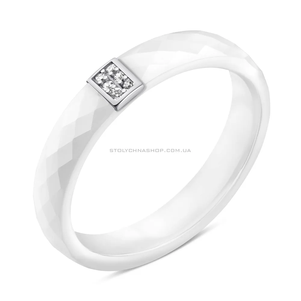 Керамическое кольцо с серебряной вставкой (арт. 7501/К2ФК1/4040-1-18) - цена