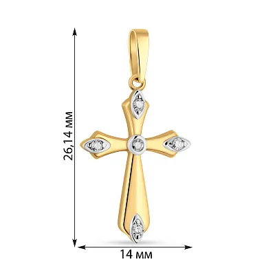 Хрестик з жовтого золота з фіанітами  (арт. 422040ж)