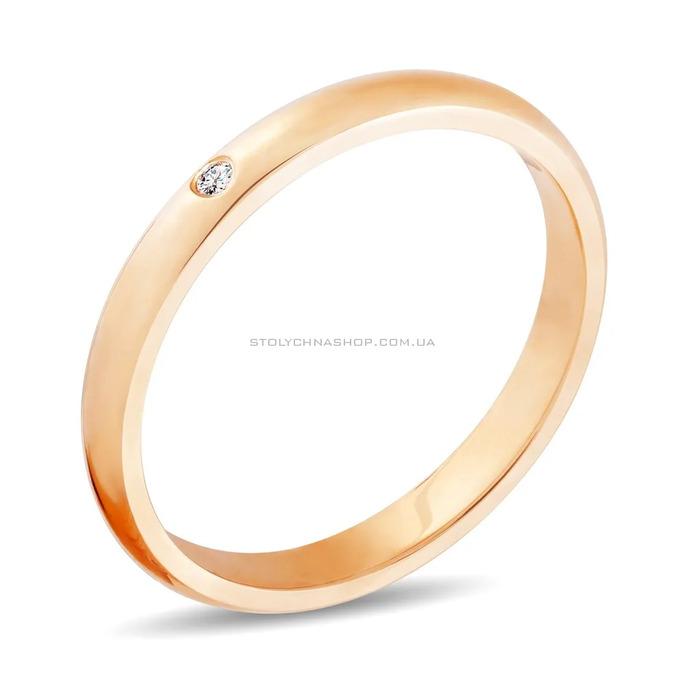 Золотое обручальное кольцо Европейка с бриллиантом (арт. К239209) - цена