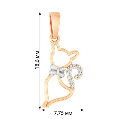 Золота підвіска «Котик» з фіанітами (арт. 440631)