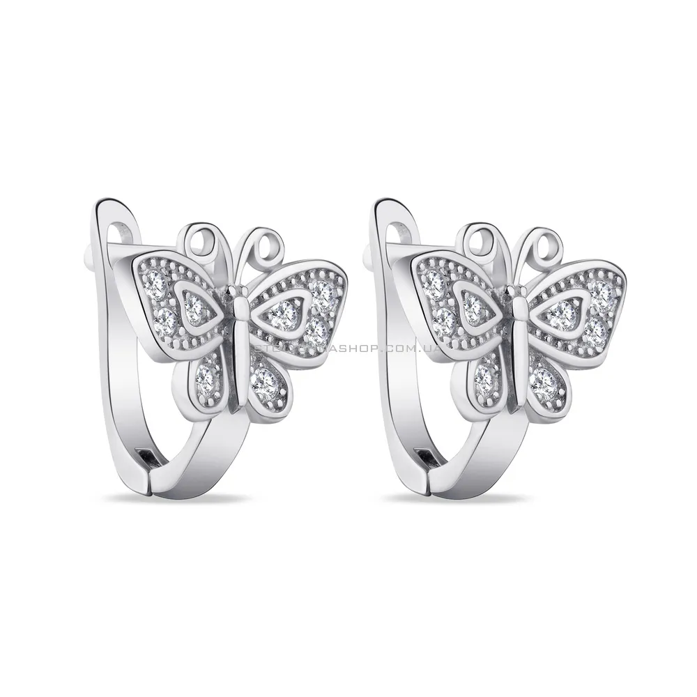 Серебряные серьги «Бабочки» с фианитами (арт. 7502/4119) - цена
