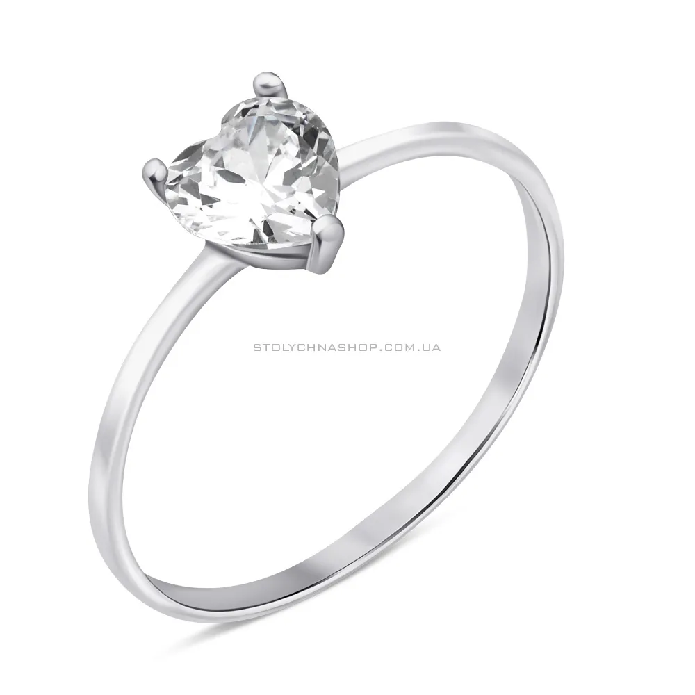 Серебряное кольцо Сердце с фианитом (арт. 7501/618кп) - цена
