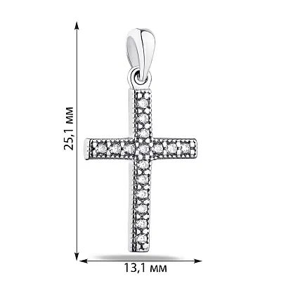 Хрестик зі срібла з фіанітами (арт. 7503/35105р)
