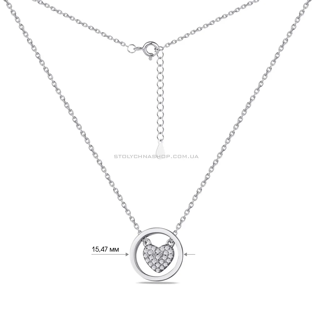 Колье серебряное "Сердце" с фианитами (арт. 7507/1239/15)