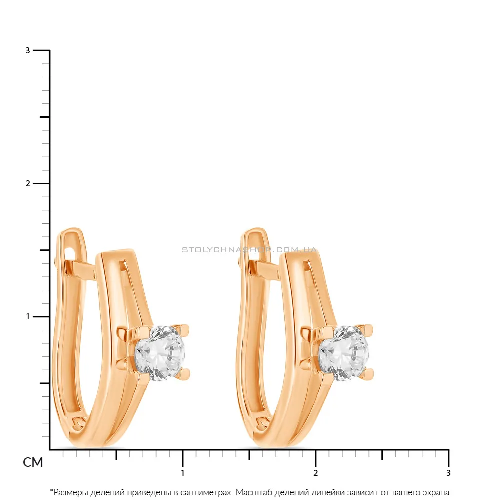Золоті сережки з фіанітами (арт. 107630) - 2 - цена