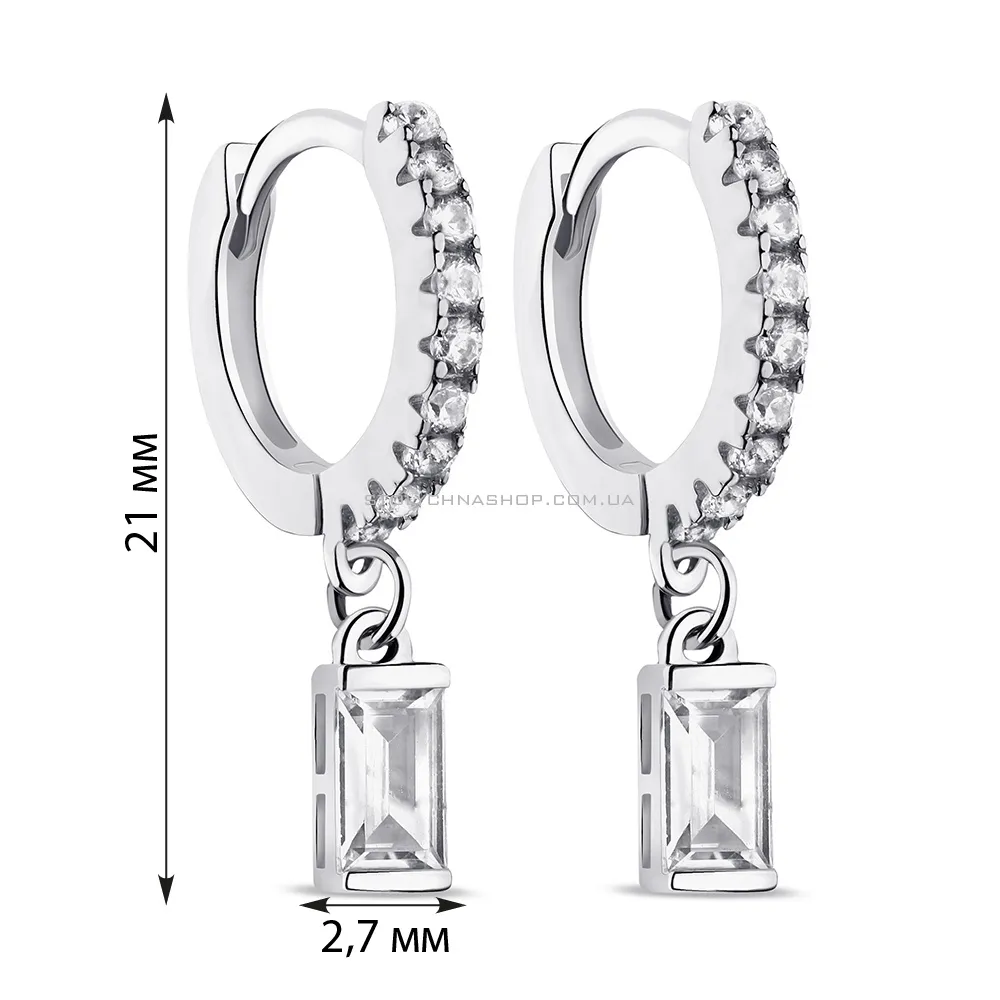 Срібні сережки-кільця з фіанітами (арт. 7502/9079/10) - 2 - цена