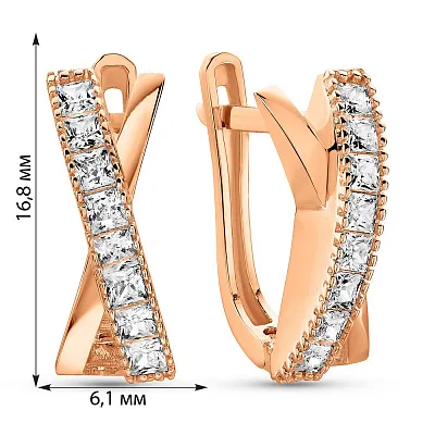 Золоті сережки з фіанітами (арт. 1091129)