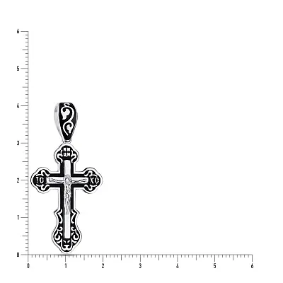 Серебряный нательный крестик с эмалью (арт. 7504/33122еч)