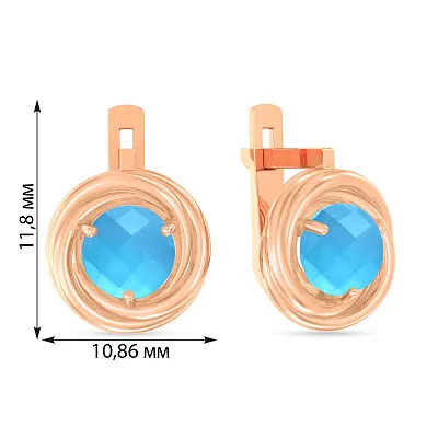 Золоті сережки з блакитним оніксом (арт. 110377ог)