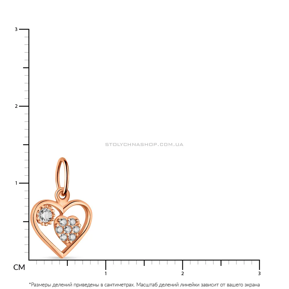 Золотой подвес в форме сердца с фианитами  (арт. 424436)