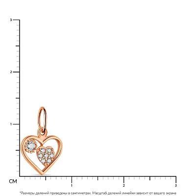 Золотий підвіс в формі серця з фіанітами  (арт. 424436)