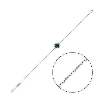 Браслет зі срібла з малахітом (арт. 7509/4080/10млх)