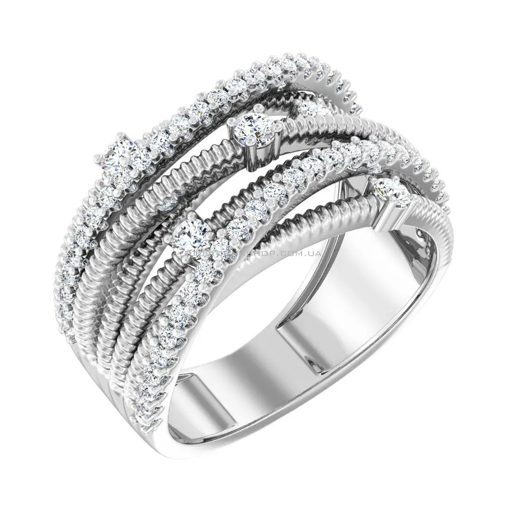 Широкое кольцо из белого золота с бриллиантами  (арт. К011575040б) - цена