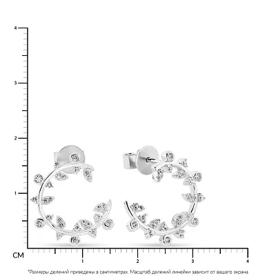 Сережки-пусети "Гілочка" зі срібла з фіанітами  (арт. 7518/5948)