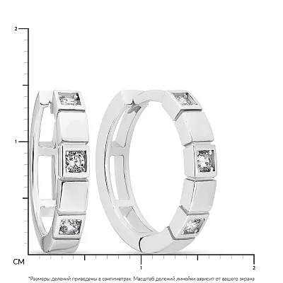 Сережки-кольца с фианитами из белого золота (арт. 107825/15б)