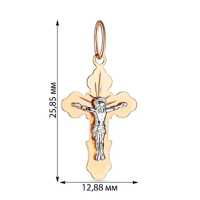 Нательный крестик из красного и белого золота (арт. 510800)