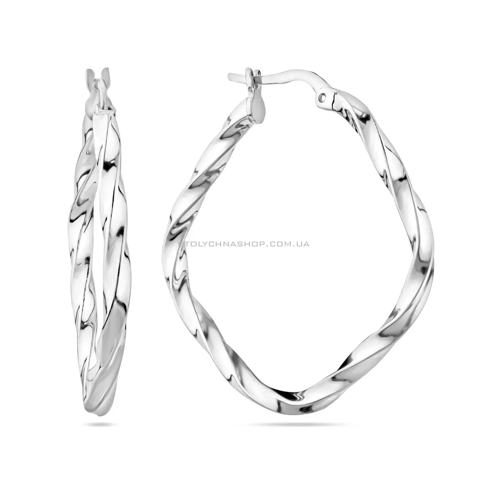 Серебряные серьги-кольца без камней  (арт. 7502/4502/30) - цена
