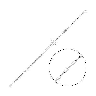 Срібний браслет Полярна зірка з фіанітами  (арт. 7509/3916)