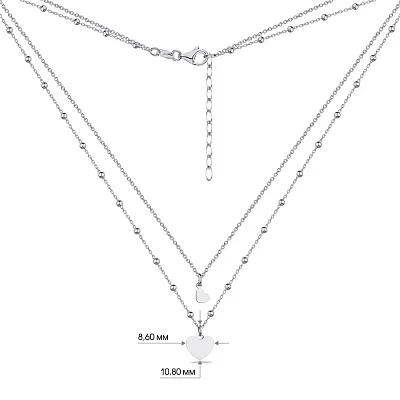 Подвійне кольє зі срібла з сердечками  (арт. 7507/1513)