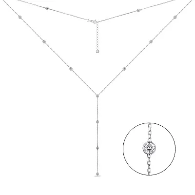 Кольє-краватка зі срібла з фіанітами (арт. 7507/1995)