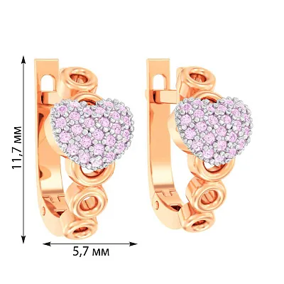 Сережки для дітей з золота з бузковими фіанітами  (арт. 110486ср)