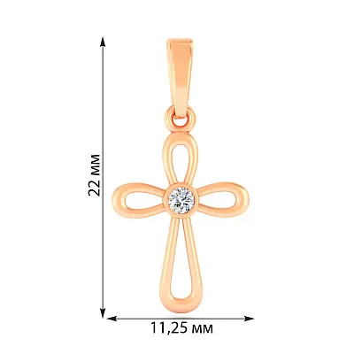 Золота підвіска-хрестик з діамантом (арт. П011714005)