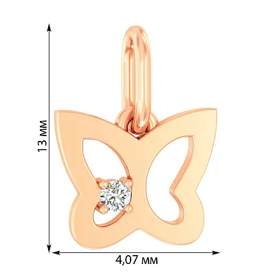Золотая подвеска «Бабочка» с фианитом (арт. 440508)