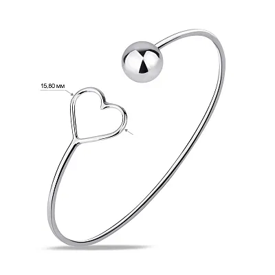Жорсткий срібний браслет з сердечком Trendy Style (арт. 7509/3552)