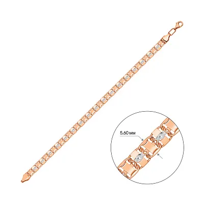 Браслет з червоного золота з родіюванням  (арт. 323169р)