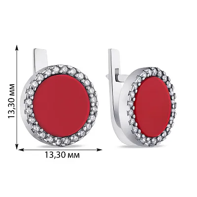 Срібні сережки з коралом (арт. 7502/А223Крксю)
