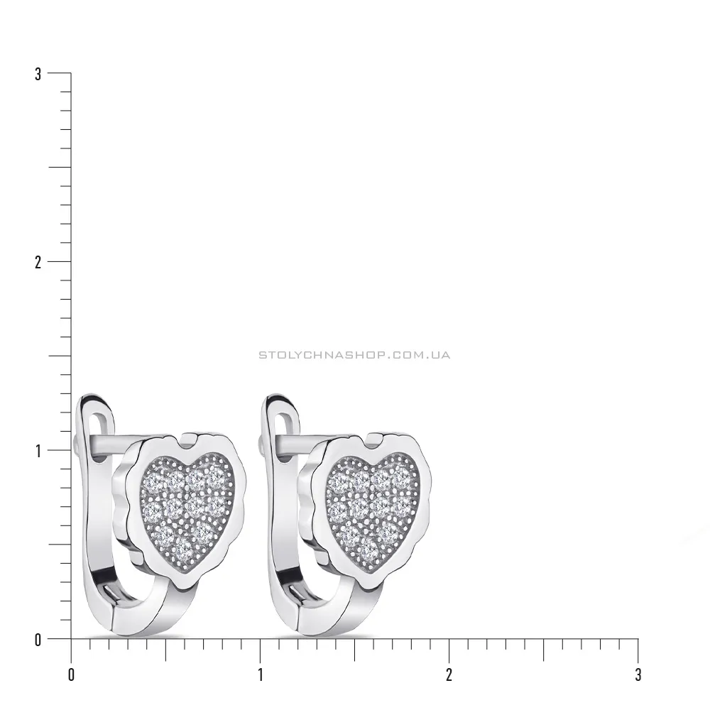 Сережки срібні «Сердечка» з фіанітами (арт. 7502/4145)