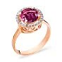 Золотое кольцо с розовым кварцем и фианитами (арт. 140560ПрГ)