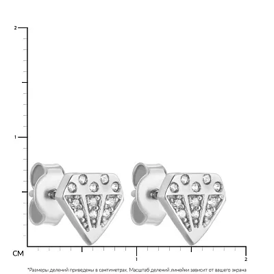 Сережки-пусети «Діаманти» з білого золота з фіанітами (арт. 107103б)