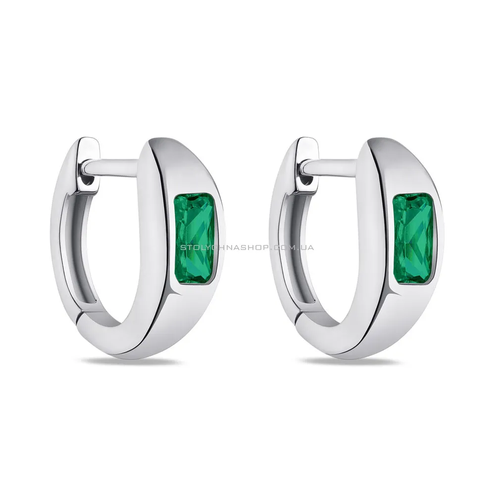 Сережки-кільця зі срібла з зеленими альпінітами  (арт. 7502/4635/10аз) - цена