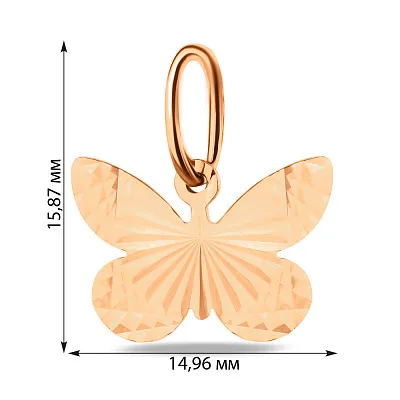 Золотая подвеска «Бабочка» с алмазной гранью (арт. 423027)