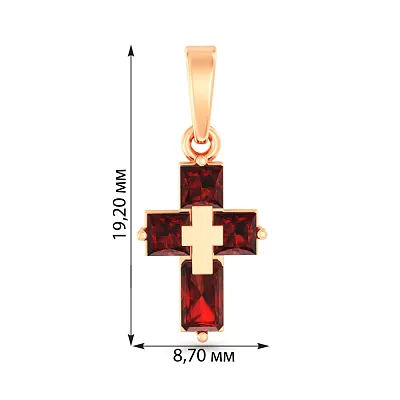 Крестик из красного золота с фианитами (арт. 440895к)