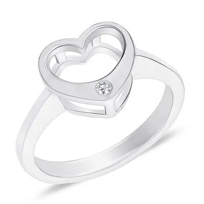Серебряное кольцо «Сердце» с фианитом  (арт. 7501/4273)