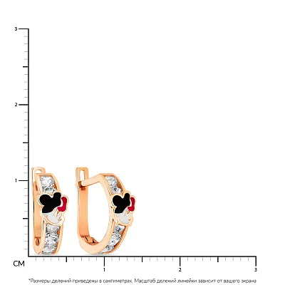 Дитячі золоті сережки з емаллю і фіанітами (арт. 104214)