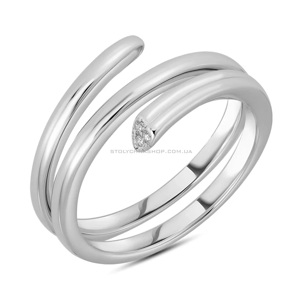 Срібна каблучка у вигляді спіралі з фіанітами (арт. 7501/4903) - цена