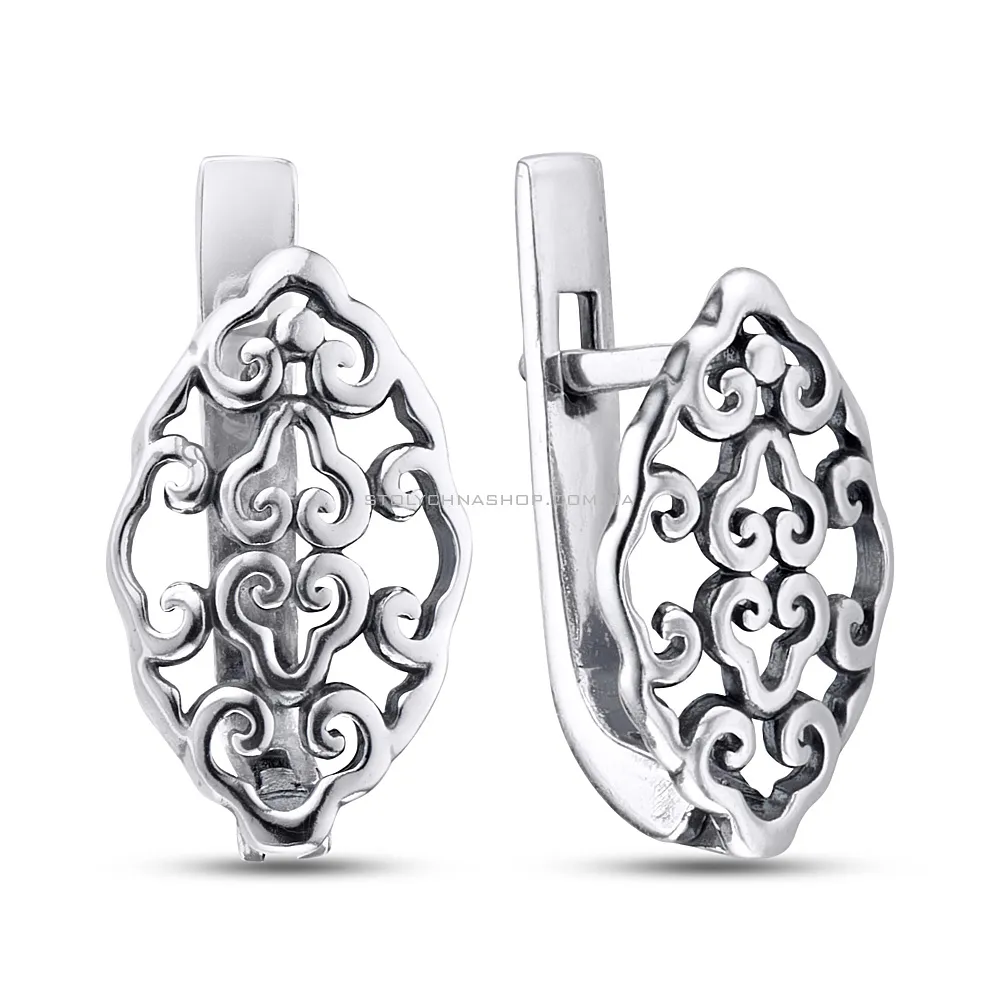 Срібні сережки без каменів (арт. 7902/5506-ч) - цена