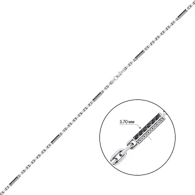 Массивная цепочка из серебра с фианитами  (арт. 7908/1143-ч)