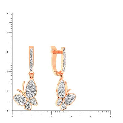 Золоті сережки з підвісками «Метелики»  (арт. 110187)