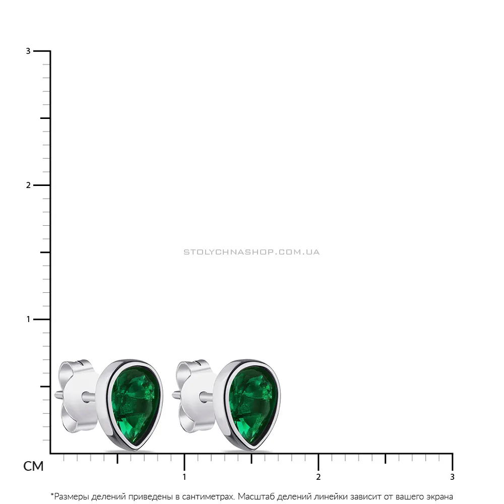 Серебряные серьги "Капельки" с зелеными альпинитами  (арт. 7518/5982аз)