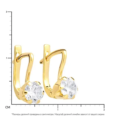 Золотые серьги в желтом цвете металла с фианитами (арт. 110103ж)