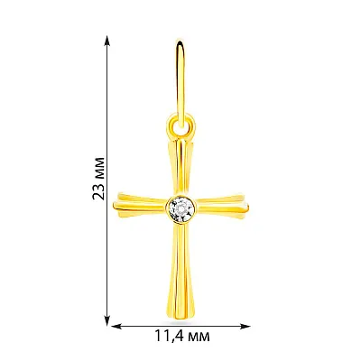 Золотий хрестик з білим фіанітом (арт. 440458ж)