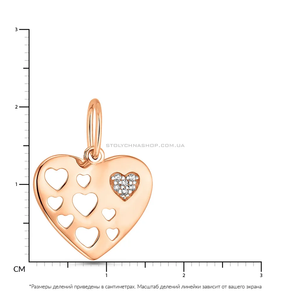 Кулон з червоного золота "Серце" з фіанітами (арт. 4246956/15) - 2 - цена