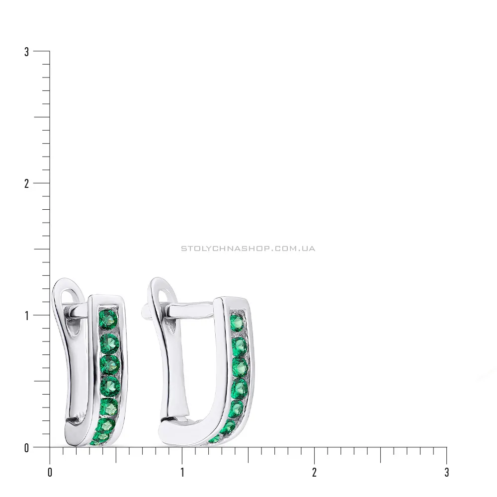 Срібні сережки для дітей з зеленими фіанітами (арт. 7502/3608цз)